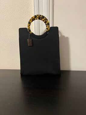 Vintage Diahann Carroll Black Tote Bag - Tortoiseshell Resin Handles1970
